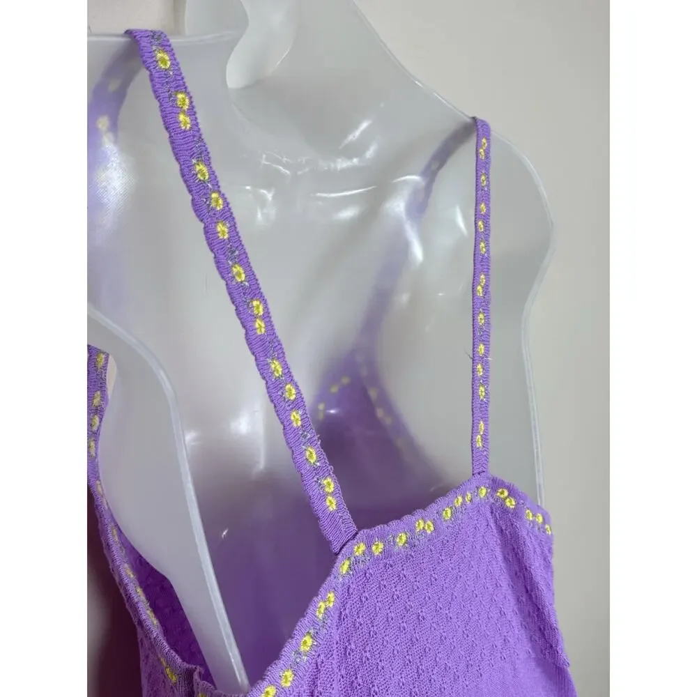 Free People Intimately Womens Top Tank Little Flirt Cami Purple Knit m
